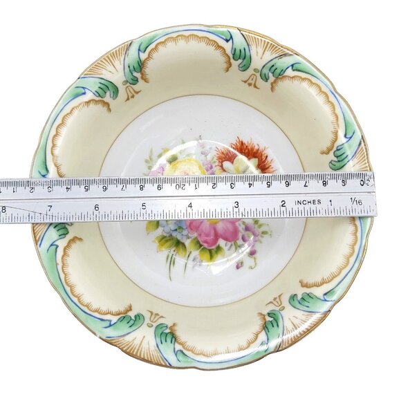 Noritake Japan-1920s– M Mark – Scalloped Rim- Floral Center-Bowl and Plate - Picture 3 of 11